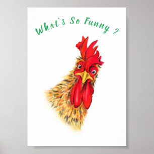 Poster Rooster Curioso Surpreendido - Texto Personalizado