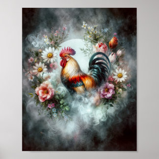 Poster Rooster no Smokey Wreath Digital