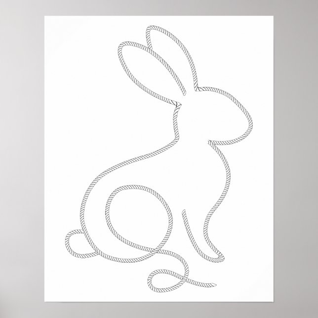 Poster Rope Bunny Rabbit Design Moderno Minimalista (Frente)