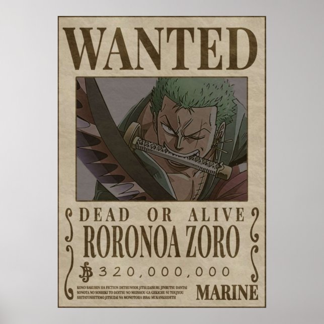 Poster RORANORA ZORO Uma Peça Queria (Frente)