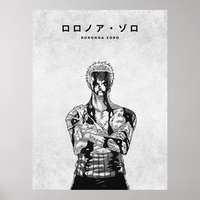 Poster Roronoa Zoro One Piece Minimalist Manga (Frente)