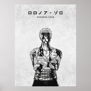 Poster Roronoa Zoro One Piece Minimalista Mangá