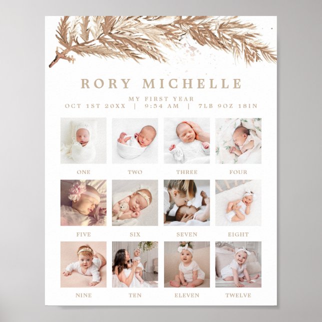 Poster RORY Boho Beige Winter Wonderland Photo Milestone (Frente)