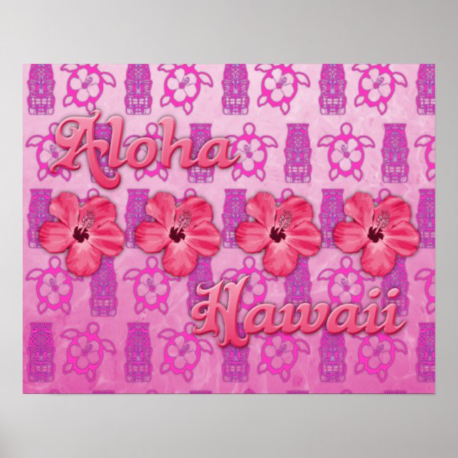 Poster Rosa Aloha Hawaii (Frente)