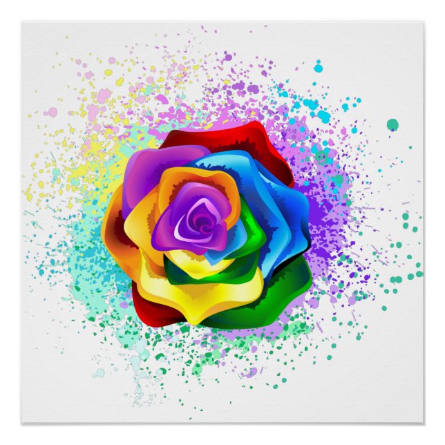 Póster Rosa Arco-Íris Colorida (Frente)
