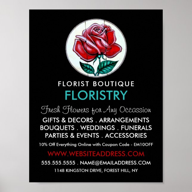 Poster Rosa Art, Florist, Publicidade Flamensta (Frente)