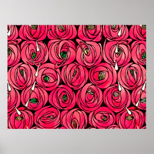 Poster Rosa Art Nouveau Rennie Macintosh Graphic