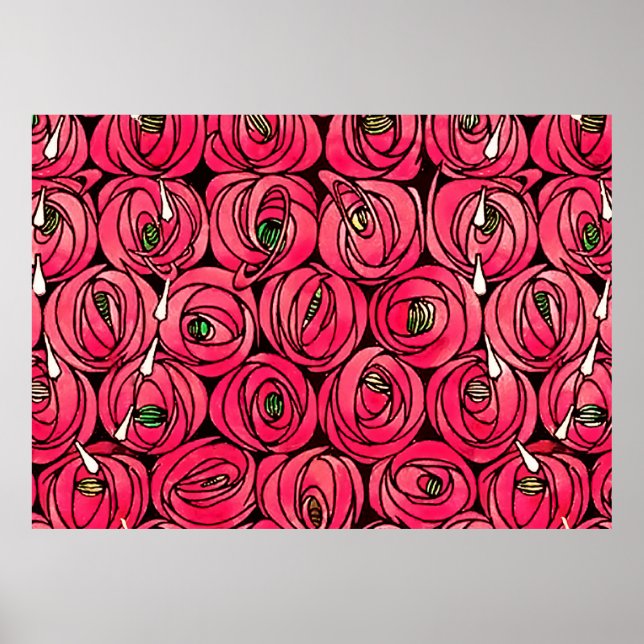 Poster Rosa Art Nouveau Rennie Macintosh Graphic (Frente)
