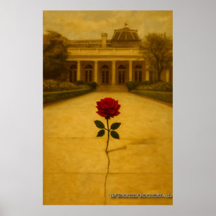 Poster Rosa Através da Fenda: Fundo da Casa Branca