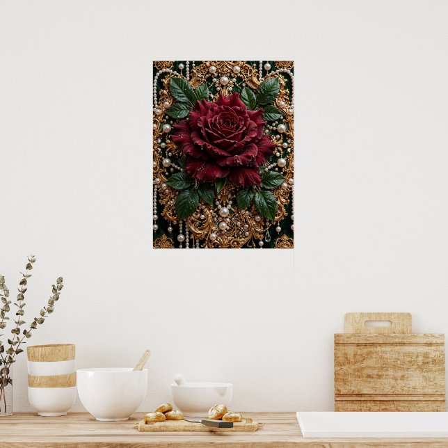 Poster Rosa Barroca Borgonha  (Cozinha)