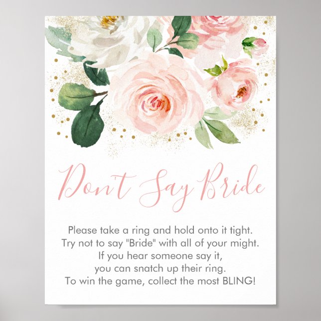 Poster Rosa Bege Floral Não Diga Noiva Jogo (Frente)