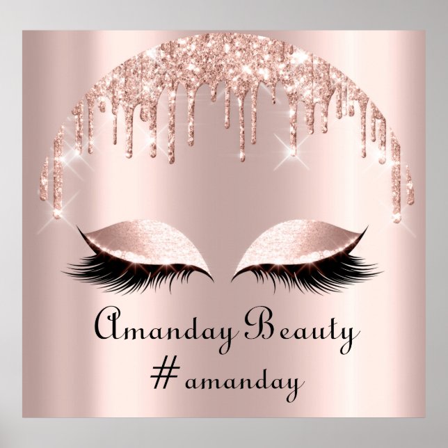 Poster Rosa Blush Glitter Drives Eyelashes Cabelo de Maqu (Frente)