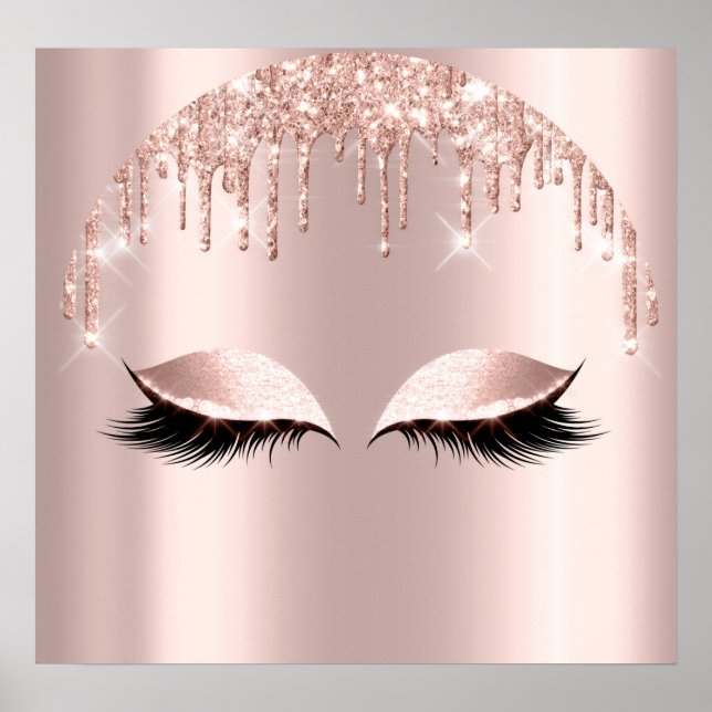 Poster Rosa Blush Glitter Drives Eyelashes Makeup Beauty  (Frente)