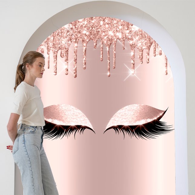 Poster Rosa Blush Glitter Drives Eyelashes Makeup Beauty (Rose Blush Glitter Drips Eyelashes Makeup Beauty Poster)