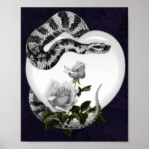Poster Rosa branca Dia de os namorados Gótica cobra