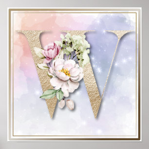 Poster Rosa Branca Monograma W