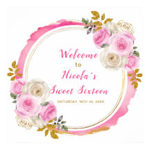 Rosa Brilhante e Dourada Flor Elegante Doce Dezess