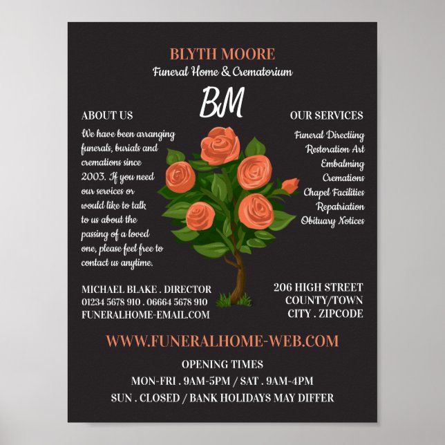 Poster Rosa Bush, Funeral Home, Diretores (Frente)
