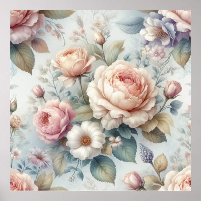 Poster Rosa chique antigo do  (Frente)