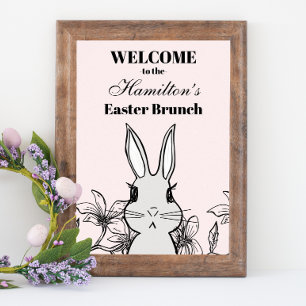 Poster Rosa claro Bunny Páscoa Brunch