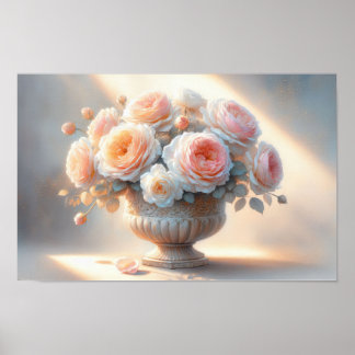 Poster Rosa com Arte de Vaso