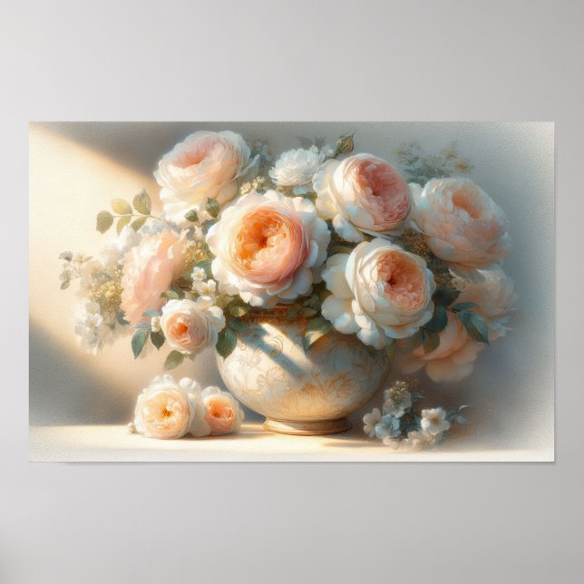 Poster Rosa com Vaso (Frente)