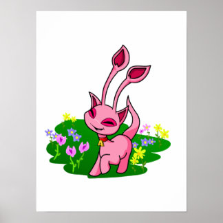 Poster Rosa cor-de-rosa Aisha através das flores