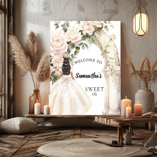 Poster Rosa cor-de-rosa Arch doce 16 boas-vindas