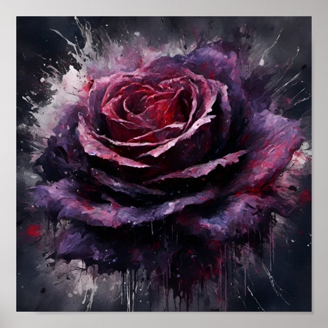 Poster Rosa cor roxa escura (Frente)