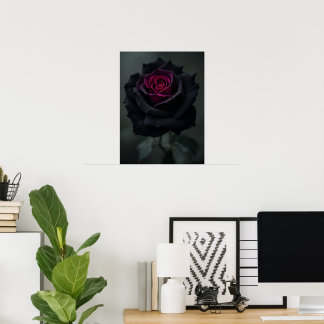 Poster Rosa Coração Preto