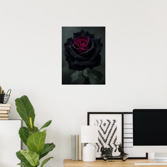 Poster Rosa Coração Preto  (Escritório em casa)