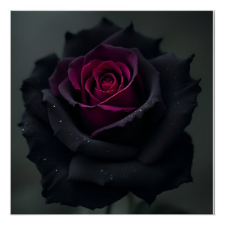 Póster Rosa Coração Preto
