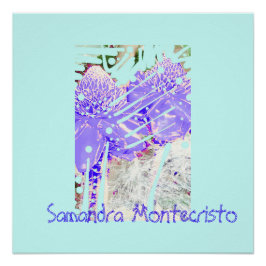 Póster Rosa de água azul magro Poster brilhante