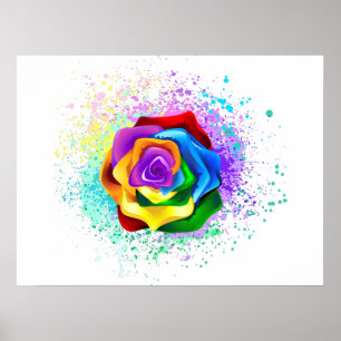 Poster Rosa de arco-íris colorido