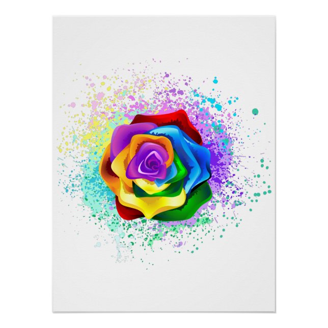Póster Rosa de arco-íris colorido (Frente)