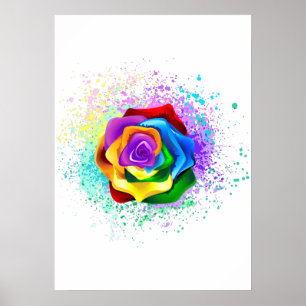 Poster Rosa de arco-íris colorido