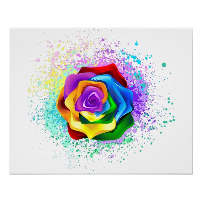Póster Rosa de arco-íris colorido (Frente)