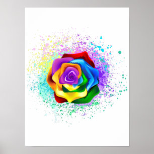 Poster Rosa de arco-íris colorido