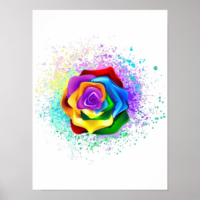 Poster Rosa de arco-íris colorido (Frente)