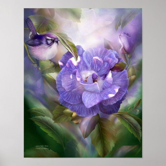 Poster Rosa de arte lavanda/Impressão (Frente)