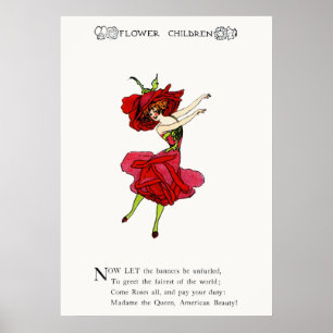 Poster Rosa de Beleza Americana, Arte do Livro de Flores 