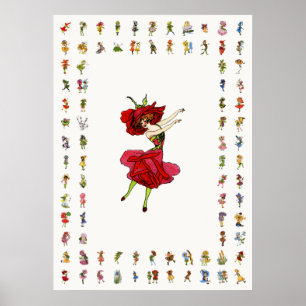 Poster Rosa de Beleza Americana, Arte do Livro de Flores 