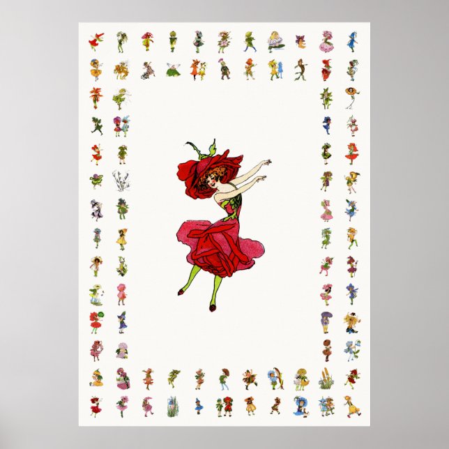 Poster Rosa de Beleza Americana, Arte do Livro de Flores  (Frente)