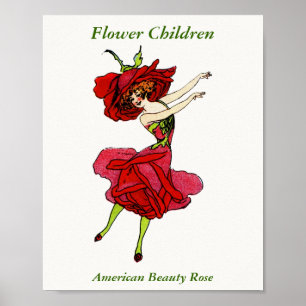 Poster Rosa de Beleza Americana, Arte do Livro de Flores 