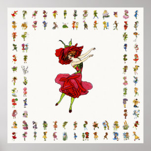 Poster Rosa de Beleza Americana, Arte do Livro de Flores