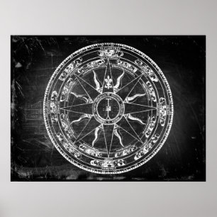 Poster Rosa de Compass Antigo (B&W)