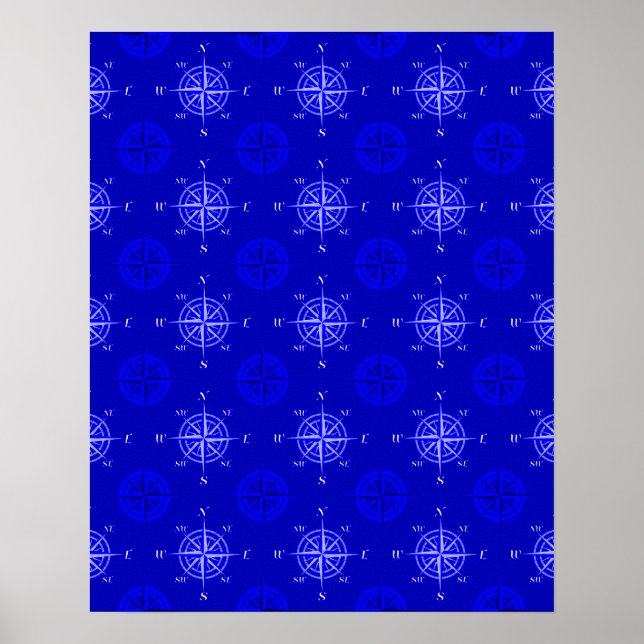 Póster Rosa de Compass Náutico (Frente)
