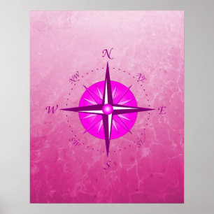 Poster Rosa de compasso cor-de-rosa