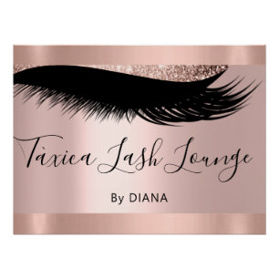 Póster Rosa de Extensão de Eyelashes do Artista Makeup S