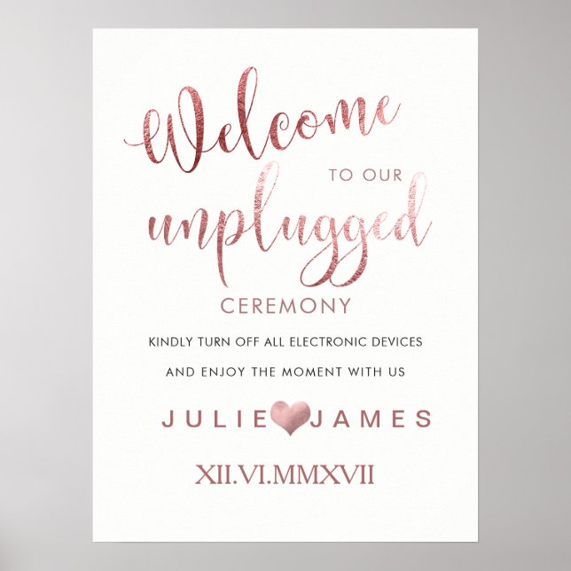 Póster Rosa de Faux PixDezines Dourado/#UNPLUGGED (Frente)